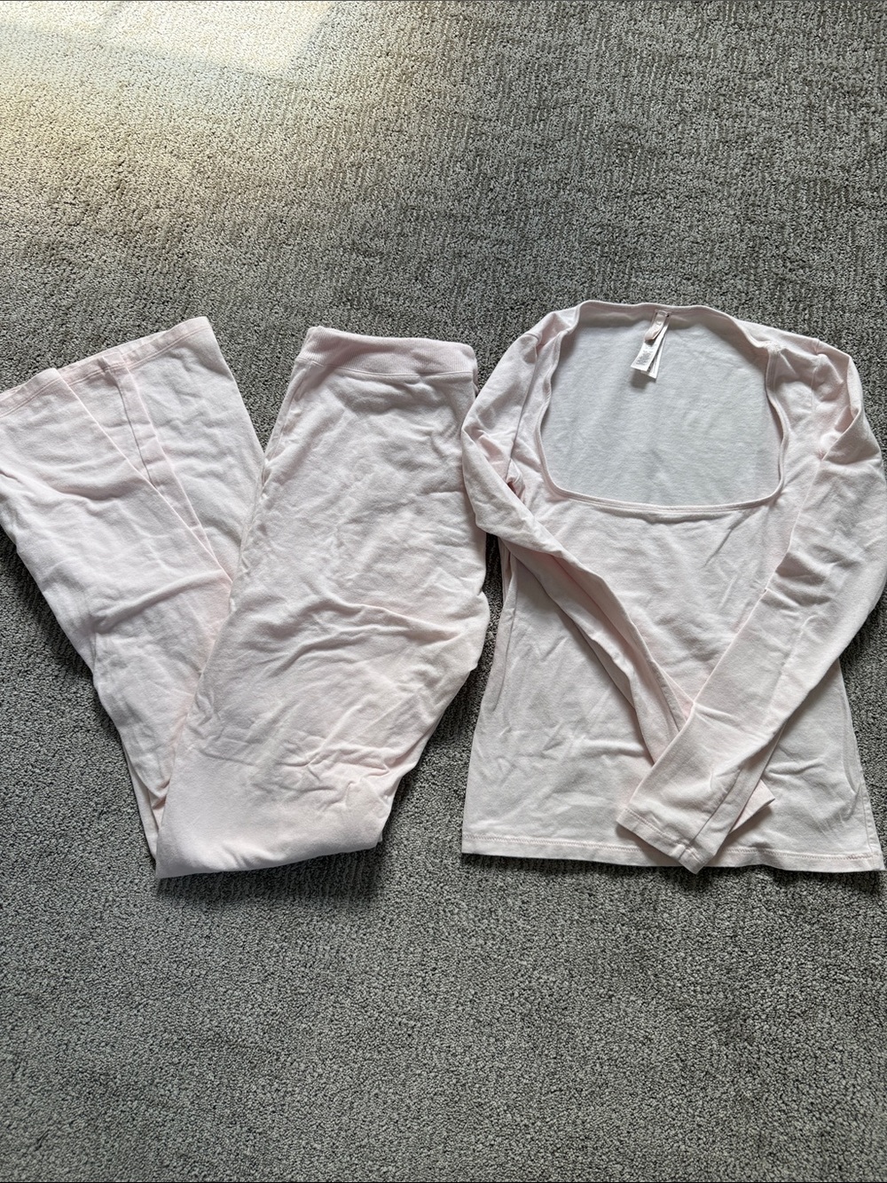 SKIMS Light Pink Long Sleeve Lounge Top & Legging Set